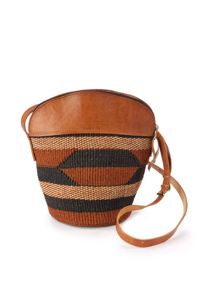 Assorted Finely Woven Sisal Handbag with Leather Top