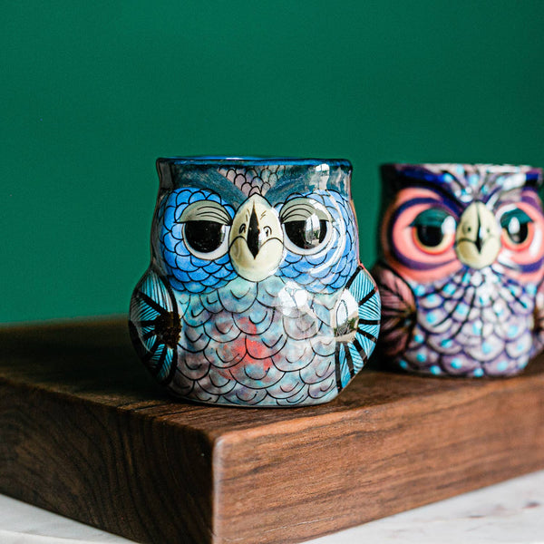Hand Painted Fair Trade Guatemalan Ceramic Owl Coffee Mug