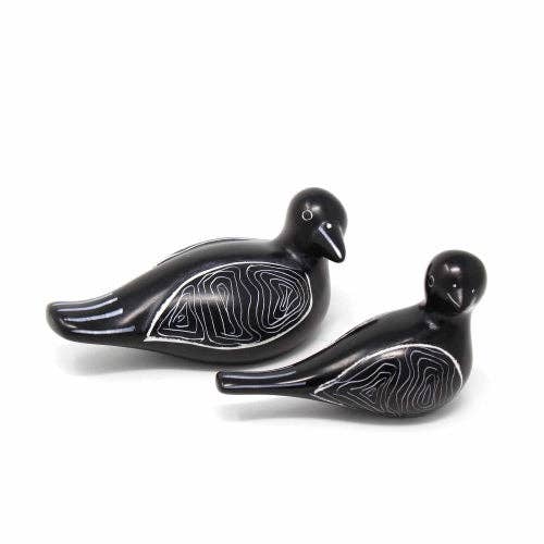 Soapstone Black Birds - Big & Little