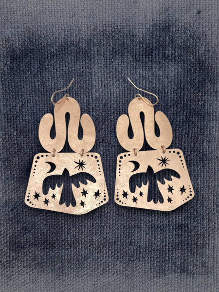Bird,Brass Earrings, Bohemian Contemporary Handmade Jewelry