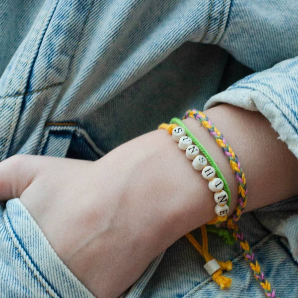 SUNSHINE - Friendship Bracelet on Hand-woven Cotton Cord