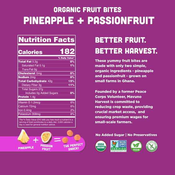 Organic Fruit Bites: Pineapple & Passionfruit, 8-pack case