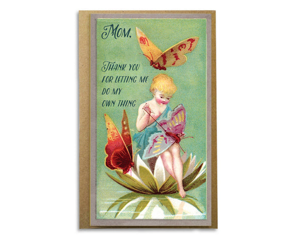 Cute Pixie Mother's Day Card; Sweet Butterfly Fairy Child