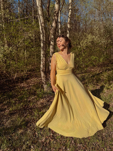 Organic Cotton Bamboo Beachy Maxi Dress, Summer Flowy Gown