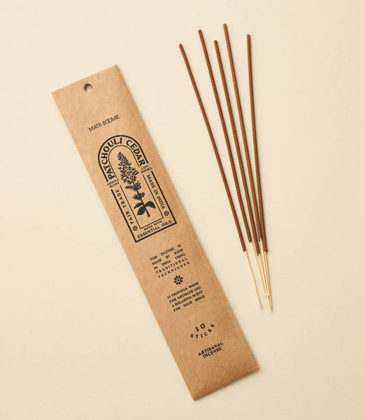 Patchouli Cedar Incense - 10 sticks, low smoke