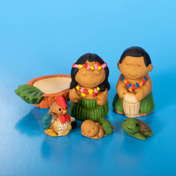 Nativity Hawaiian Ceramic Miniature Creche Set Fair Trade