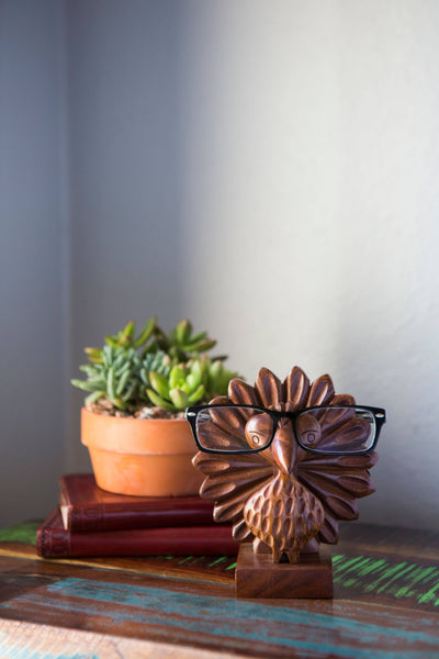 Peacock Glasses Holder Stand - Handcrafted Wood