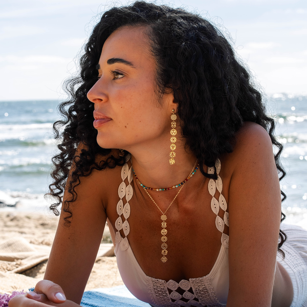 Gold Seven Chakra Drop Necklace