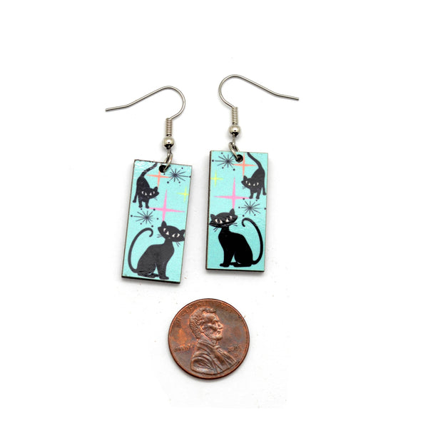 Atomic Cats Mid Century Style Dangle Earrings