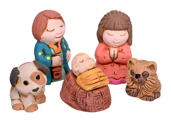 Nativity Ceramic Miniature Cozy Family Set of 6 Christmas