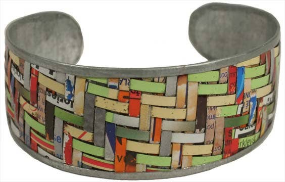 Handwoven Recycled Tin Cuff Bracelet