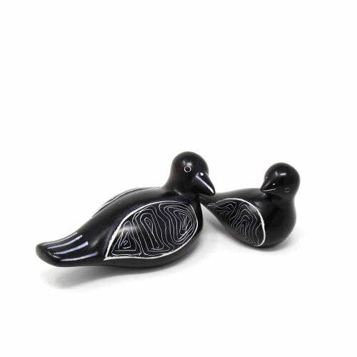 Soapstone Black Birds - Big & Little