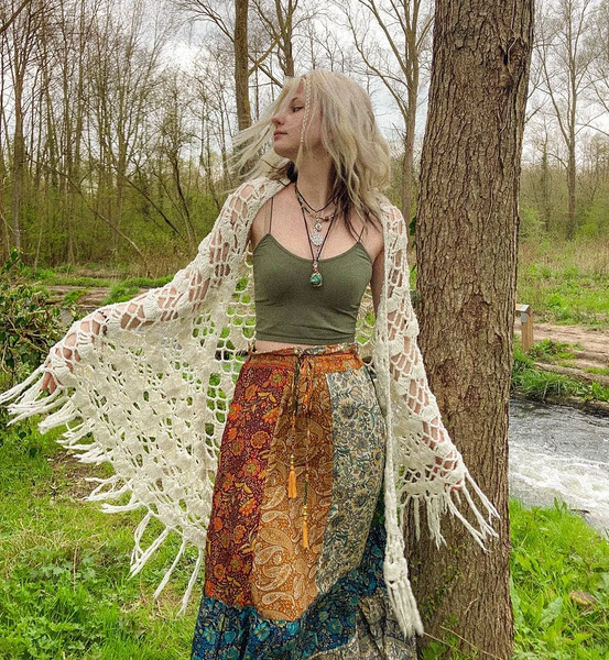 Hippie Boho Recycled Patchwork Skirt