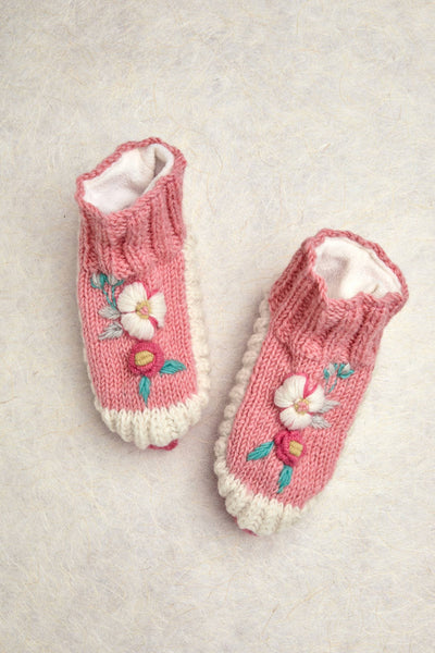 Color Block Blush Knit Slippers