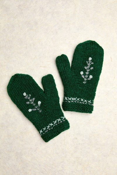 Daphne Evergreen Knit Mittens