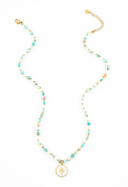 Strong Oak Turquoise Beaded Necklace