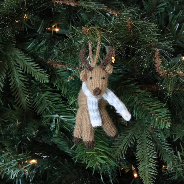 Handmade Knit Reindeer Holiday Ornament - Fair Trade