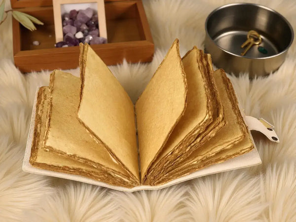 Handmade Leather Floral Journal – Vintage Cream Botanical