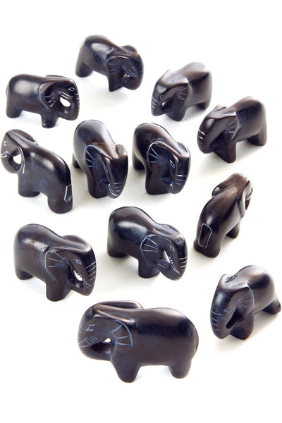 Tiny Black Soapstone Elephant