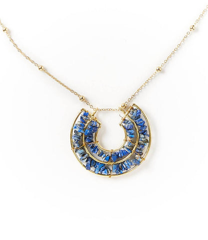 Shamani Sodalite Crescent Pendant Necklace - Semi-Precious