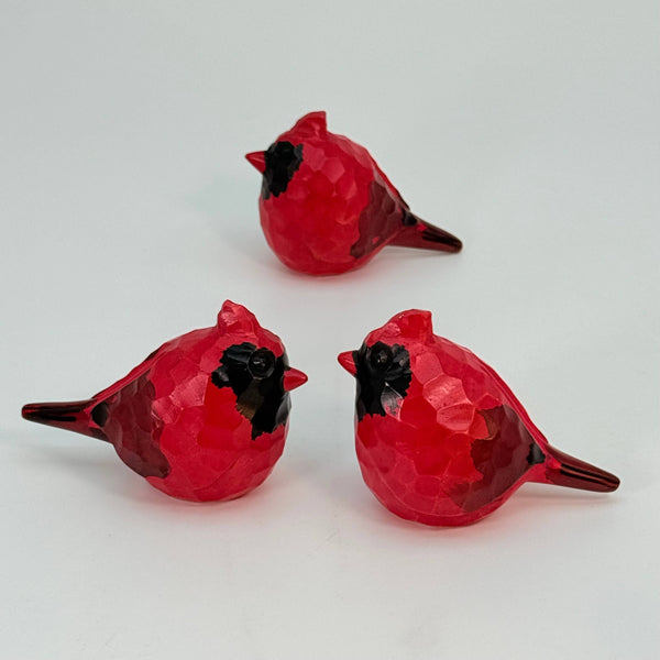 Soapstone Bird, Red Cardinal, Male, Rough carved, 5"