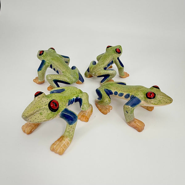 Soapstone Frog, Red Eyed Tree Frog, 6"