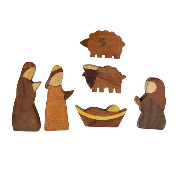 Handcrafted Joint Wood India NatIvity Set (6 pieces)