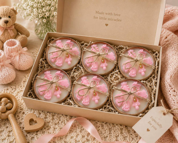 Baby Girl Gift Candle in Wooden Bowl – Handmade Soy Candle