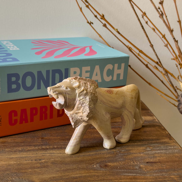 Soapstone Lion Natural Stone Sculpture