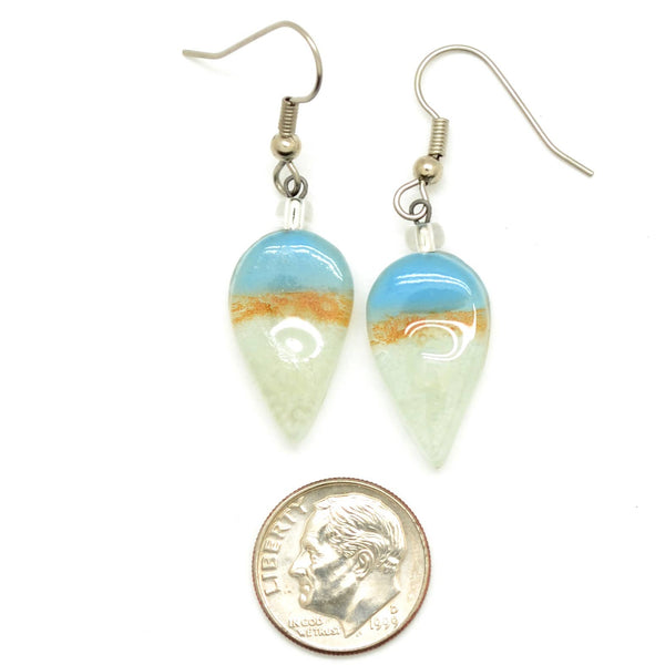 Tiny Botanical Shaped Leaf Glass Earrings