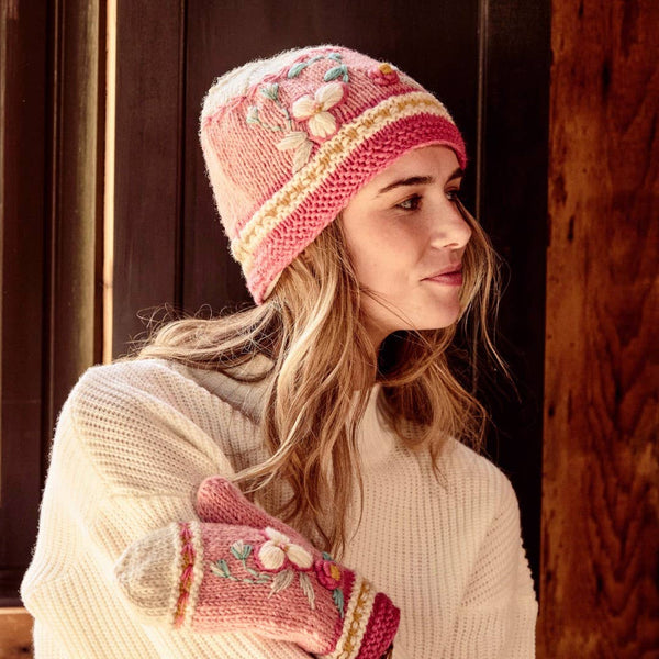 Color Block Blush Knit Beanie