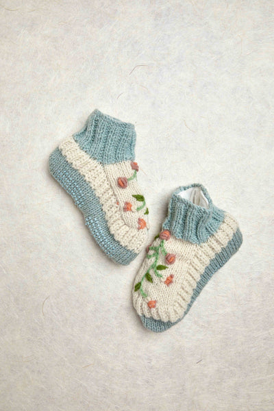 Flora Sage Knit Slippers