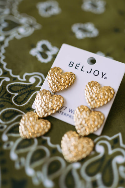 Evian Textured Heart Earrings