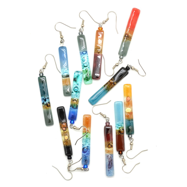 Long Colorful Glass Stick Earrings