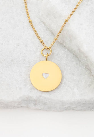 Cherished Engravable Heart Pendant with Ivory Heart