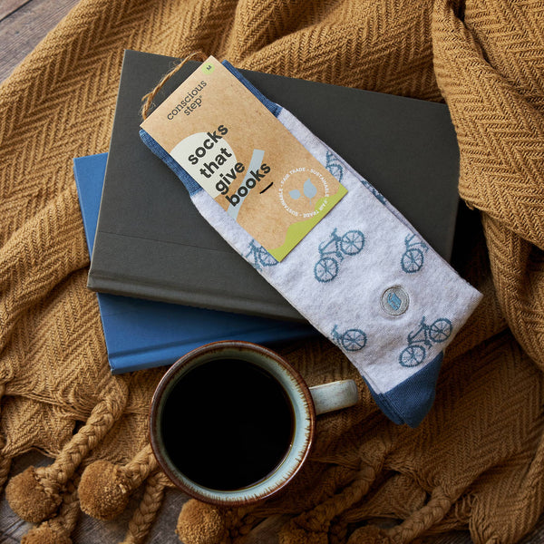 Socks that Give Books (Gray Bicycles)