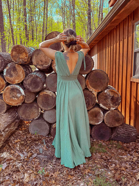 Organic Cotton Bamboo Beachy Maxi Dress, Summer Flowy Gown