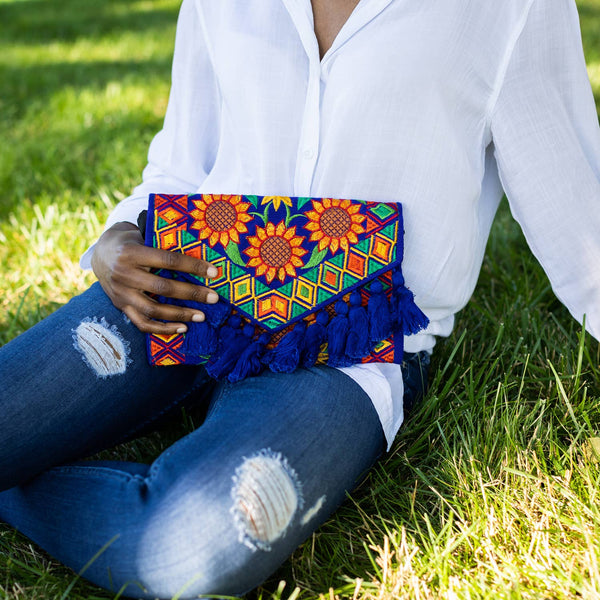 Sunflower Tassle Fiesta Clutch