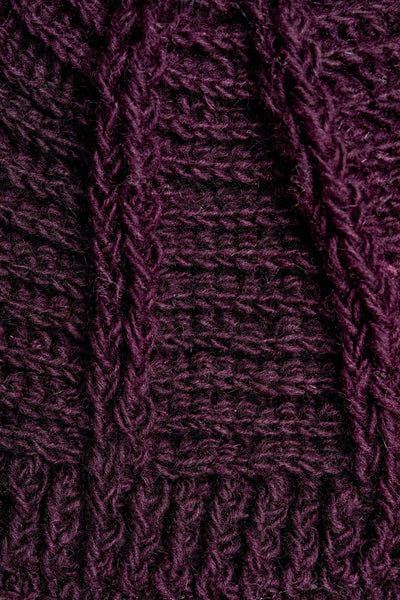 Brecken Deep Plum Knit Pom Beanie