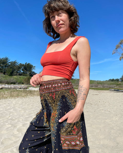 Peacock Pants: Teal / Open Ankle