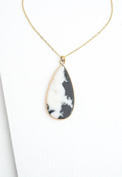 Everlasting Teardrop Necklace in Zebra Jasper Stone