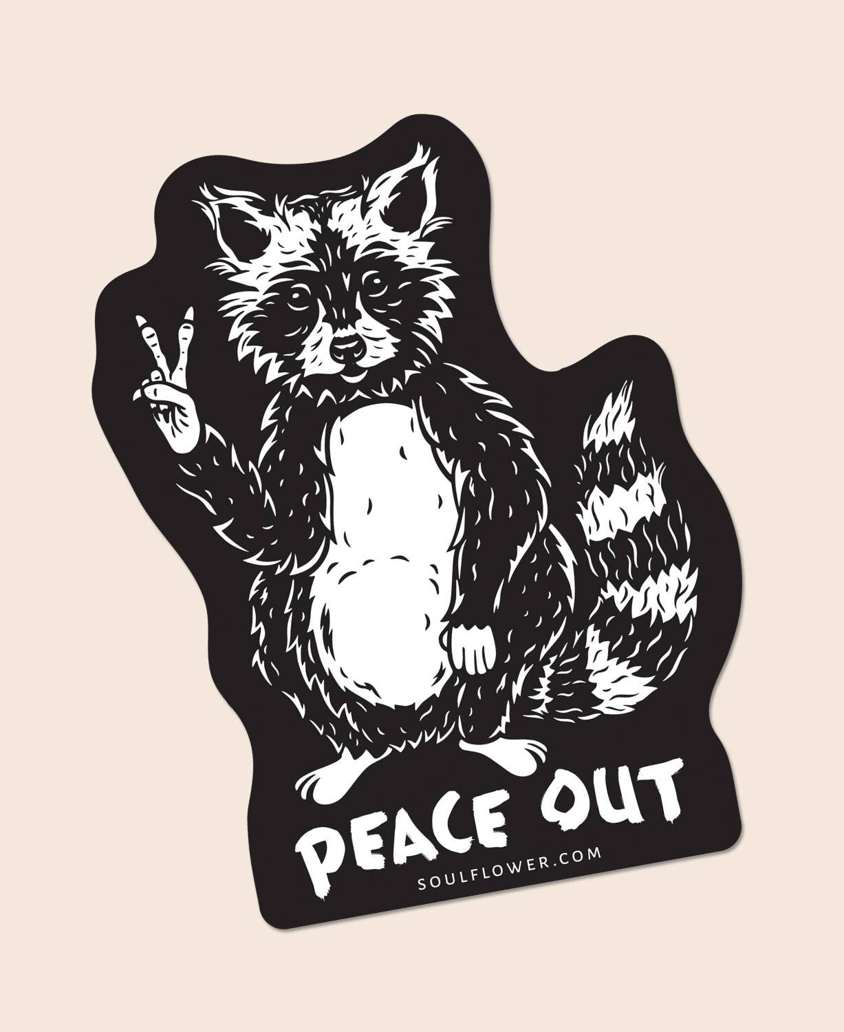 Peace Out Raccoon Sticker - Funny Stickers