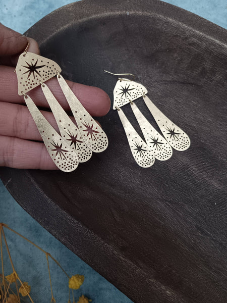 Stars,Brass Earrings, Bohemian Contemporary Handmade Jewelry