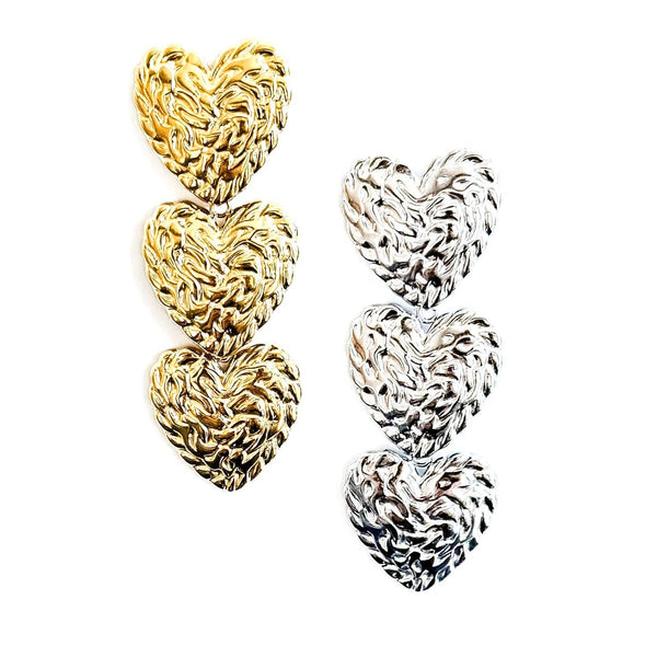 Evian Textured Heart Earrings