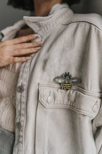Bala Mani Beaded Bee Brooch Pin