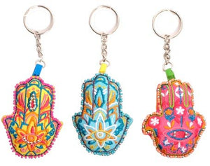 Hamsa Embroidered Keyring, India