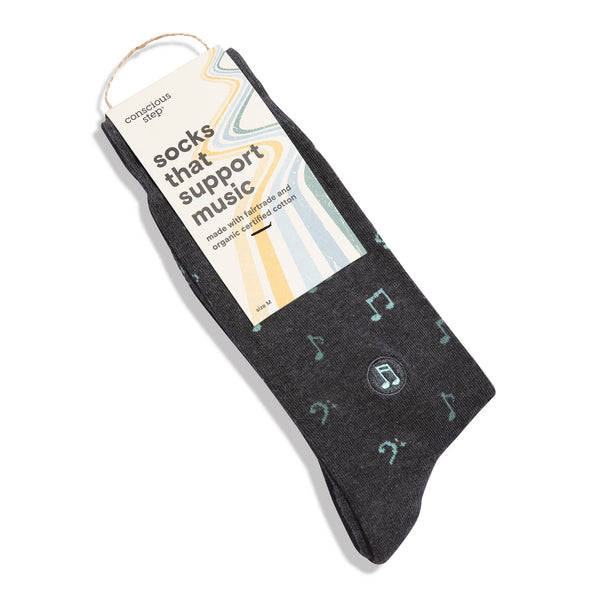 Socks that Support Music (Gray Music Notes)