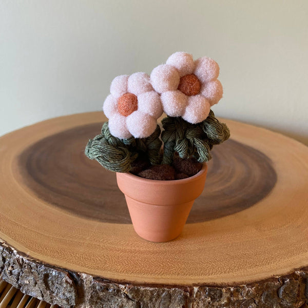 Pompom, Felt & Macrame Forever Fibre Flower -Mini Double