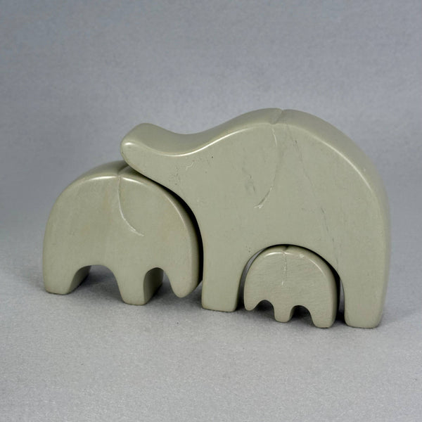 Soapstone Elephant Family of 3, 7.5" 