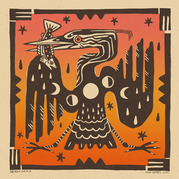 Heron Dance - 8x8 Nature Wilderness Art Print  